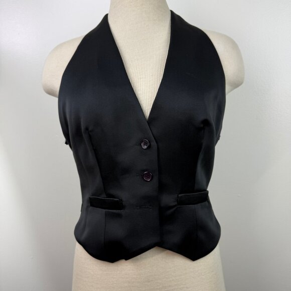 Vintage Albert Capraro 2-Piece Vest & Blazer Set Black Wool? Size 8 - Picture 8 of 14